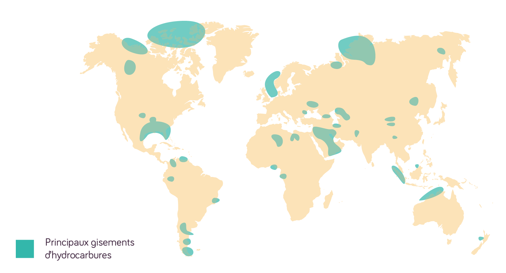 Répartition des principaux gisements d’hydrocarbure à la surface de la Terre