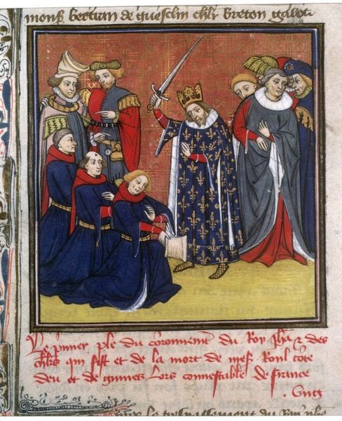 Jean II le Bon adoubant des chevaliers, XV<sup>e</sup> siècle, BNF-histoire-6e