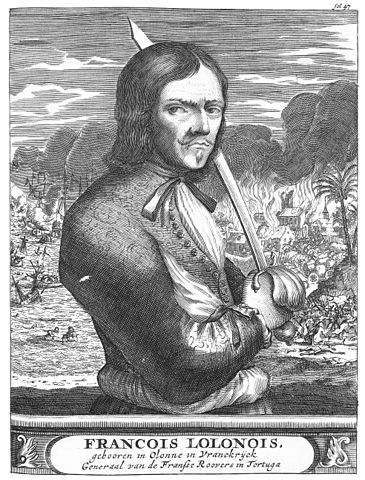 Portrait de François l’Olonnais, artiste inconnu, d’après un livre d’Alexandre Olivier Exquemelin, 1678