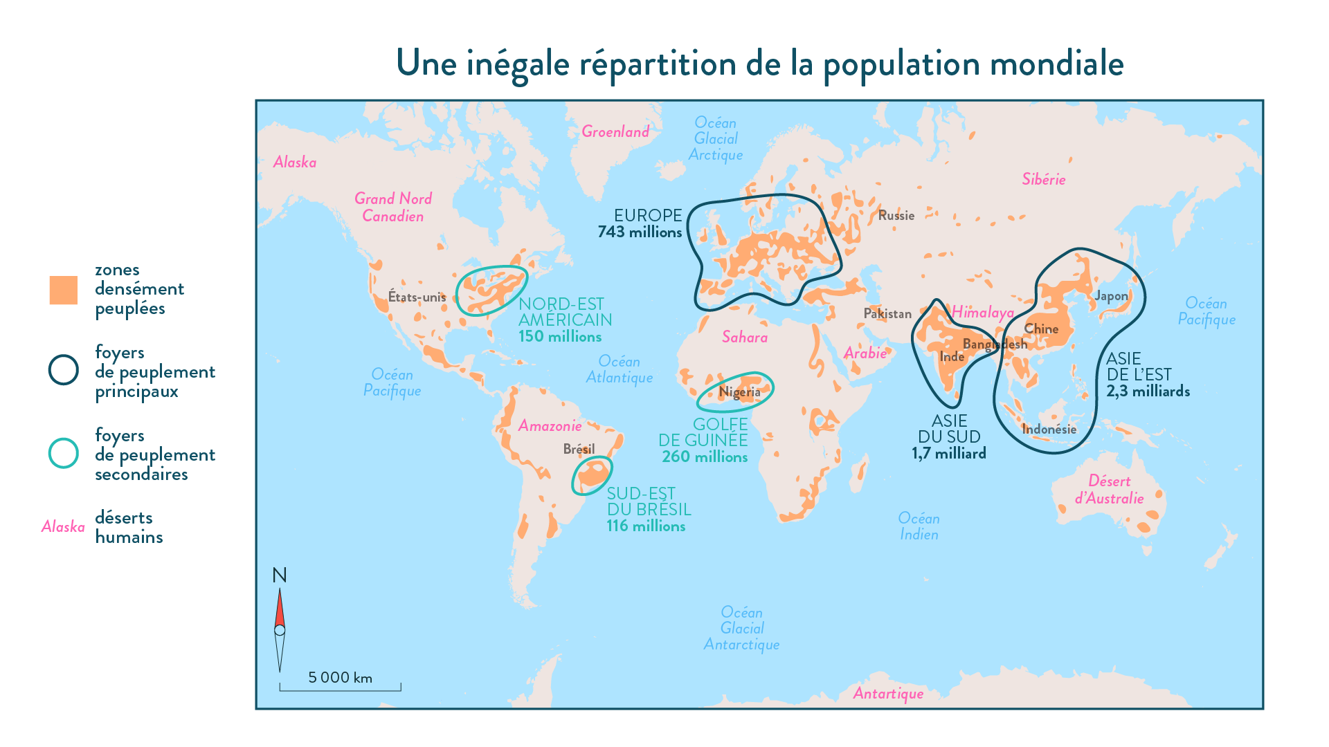 Une indégale répartition de la population mondiale-sixième-géographie