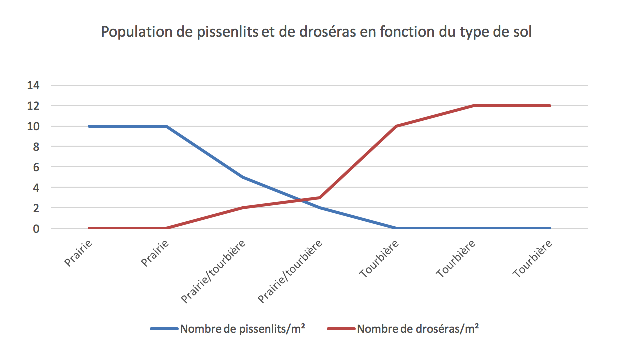 Population de pissenlits et de droséras en fonction du type de sol-svt-cycle 4-schoolmouv